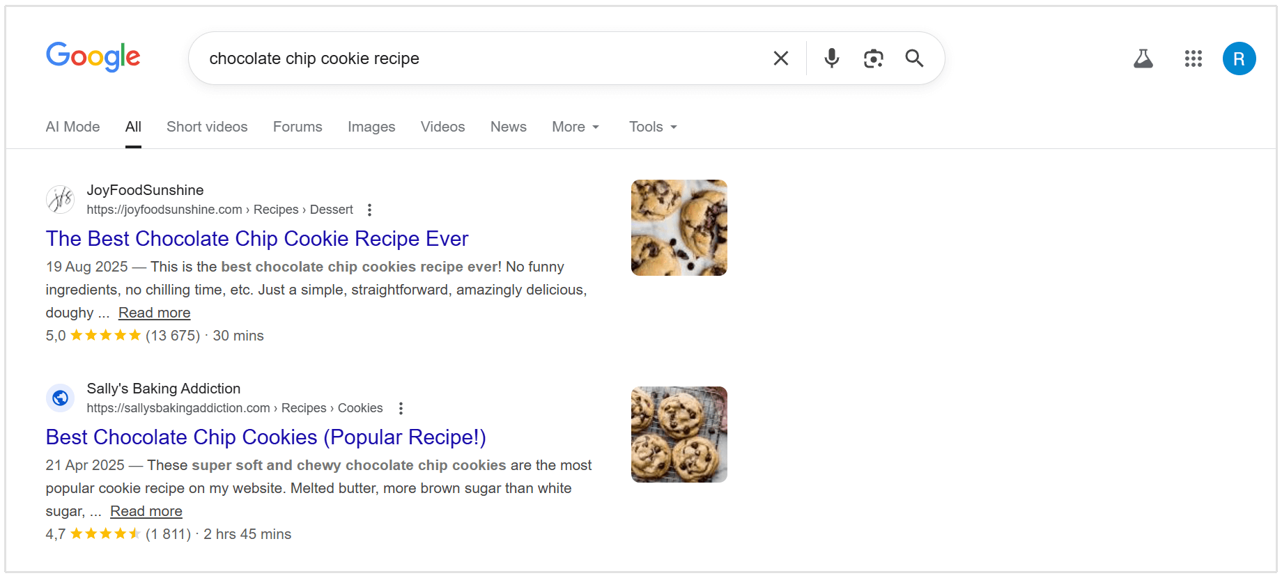Recette résultat enrichi